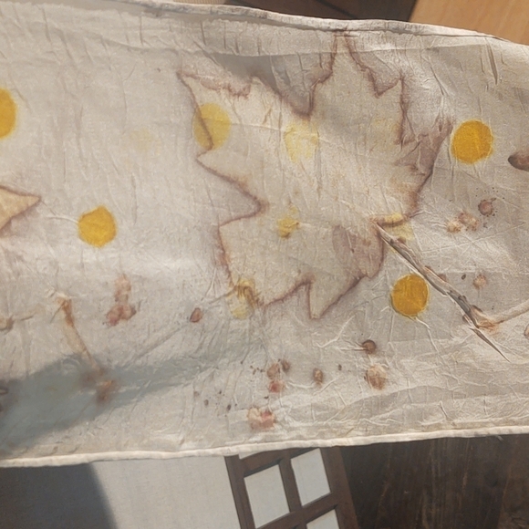 Autumn Leaves Print White Silk Scarf - Picture 6 of 6